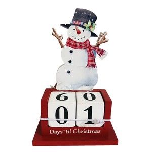 Days 'Til Christmas Countdown Block Vintage Inspired Snowman Advent Calendar New